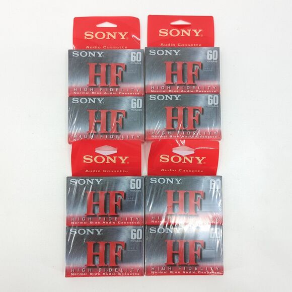 Sony HF High Fidelity Audio Cassette 60 Min Normal Bias C-60HFC Lot Bundle 8 NEW - Picture 1 of 4